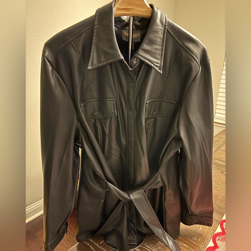 Truth by Republic Woman Faux Leather Long Sleeve Shirt